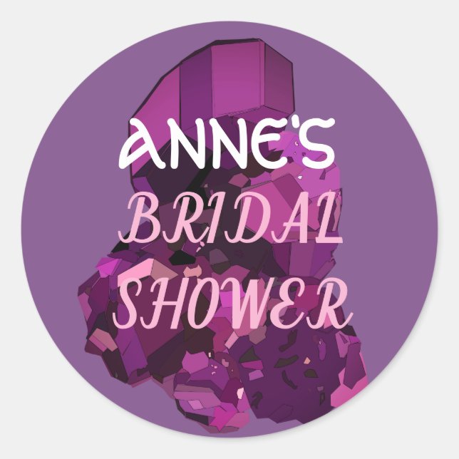Amethyst Drawing Bridal Shower Sticker (Front)