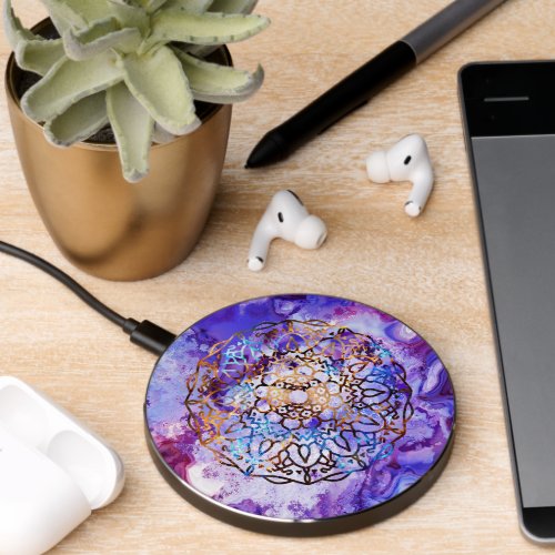 Amethyst Drops  Mandala Wireless Charger