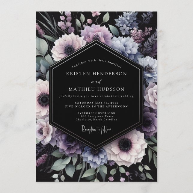 Amethyst Duskbloom Wedding Invitation (Front)