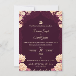 Amethyst Elegance: Floral Purple Wedding Invitatio Invitation