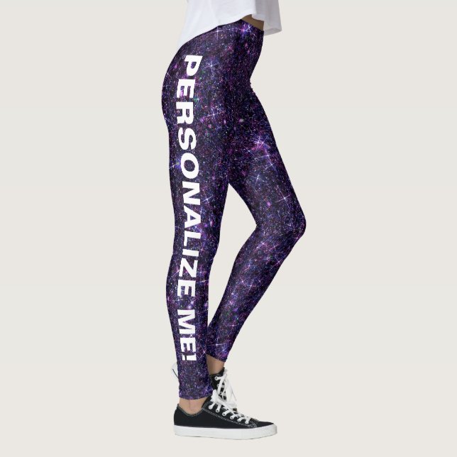 Amethyst Encantation Purple Blue CUSTOM TEXT Leggings (Right)