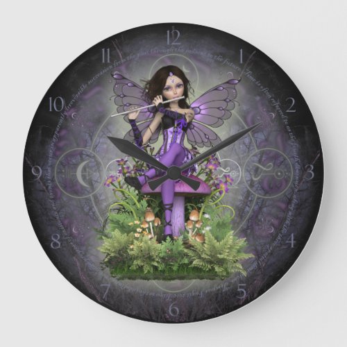Amethyst Fairy  Magic Flute Large Clock