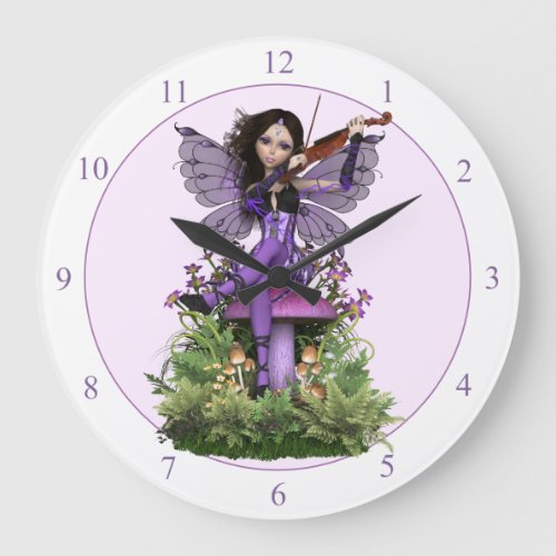 Amethyst Fairy  Magic Violin Large Clock