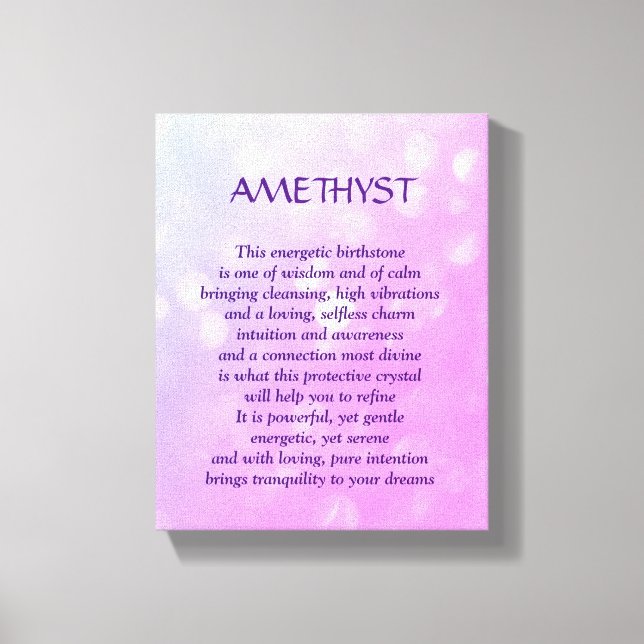 Amethyst - February birthstone poem art canvas (Front)