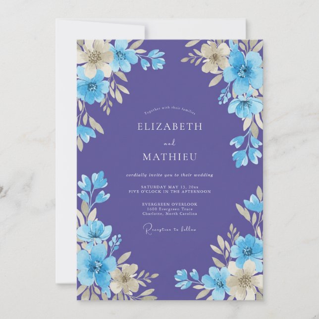 Amethyst Floral Embrace Wedding Invitation (Front)