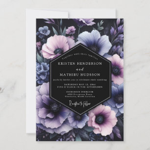 Amethyst Floral Nocturne Wedding Invitation