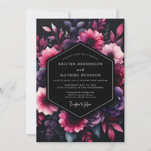 Amethyst Floral Noir Wedding Invitation