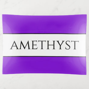 AMETHYST Fun Wide Pretty Purple White Stripes Trinket Tray