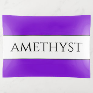 AMETHYST Fun Wide Pretty Purple White Stripes Trinket Tray