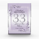Amethyst Gem & Glitter 33rd Wedding Anniversary Acrylic Award<br><div class="desc">Glamorous and elegant posh Amethyst 33rd Wedding Anniversary block award with stylish amethyst gem stone jewels corner decorations and matching colored glitter border frame printed on an amethyst background. A romantic design for your celebration. All text, font and font color is fully customizable to meet your requirements. If you would...</div>
