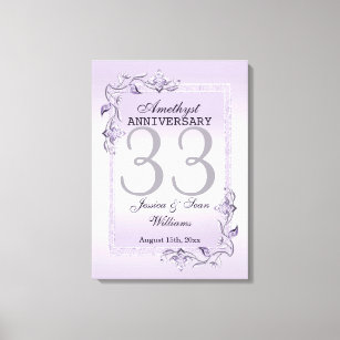 Amethyst Gem & Glitter 33rd Wedding Anniversary Canvas Print