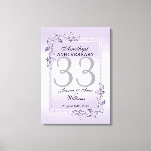 Amethyst Gem  Glitter 33rd Wedding Anniversary Canvas Print