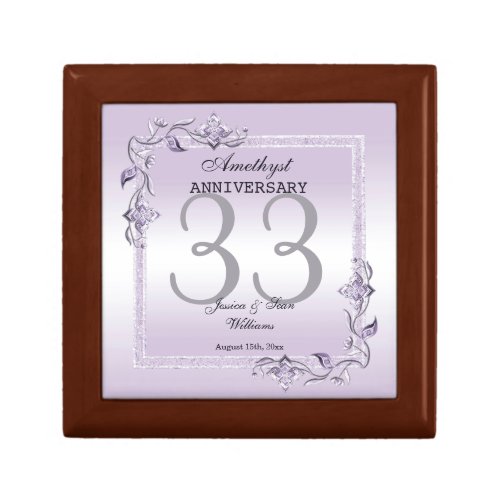 Amethyst Gem  Glitter 33rd Wedding Anniversary Gift Box