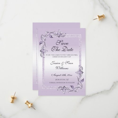 Amethyst Gem  Glitter 33rd Wedding Anniversary Save The Date