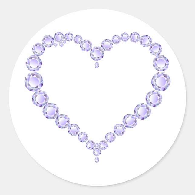 Amethyst Gem heart Classic Round Sticker (Front)