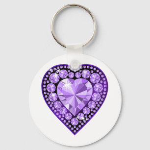 Amethyst Gem heart Keychain