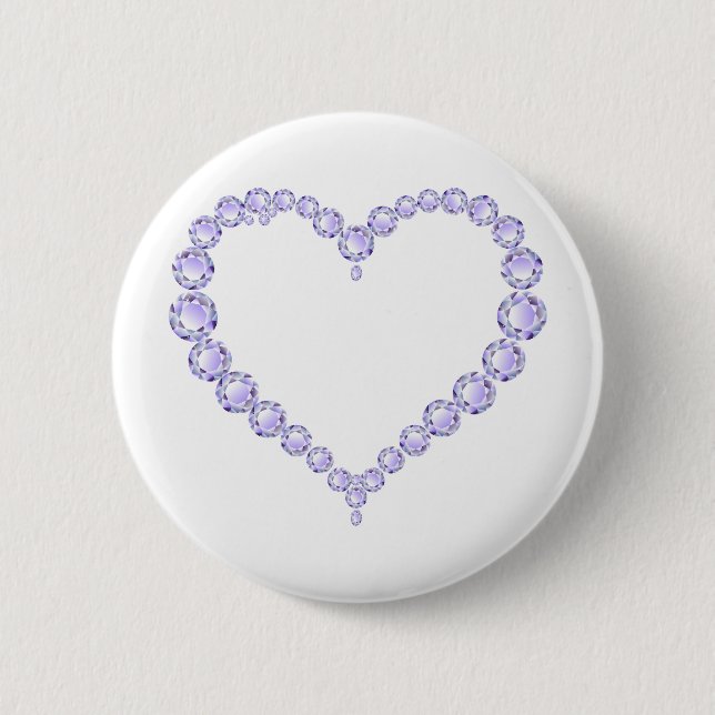 Amethyst Gem heart Pinback Button (Front)