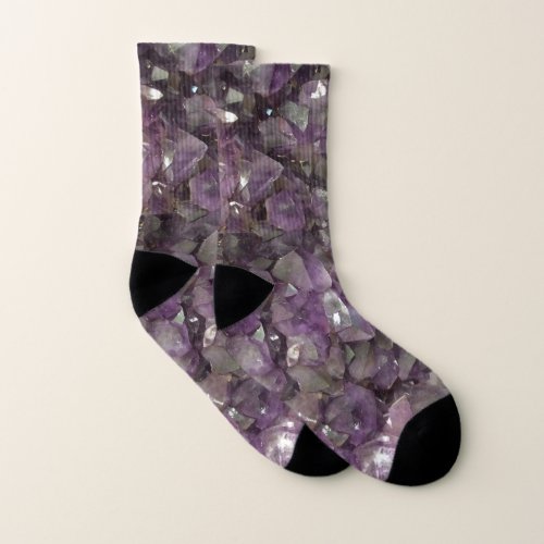 Amethyst Gem Purple Rock Collector Gemstone Socks
