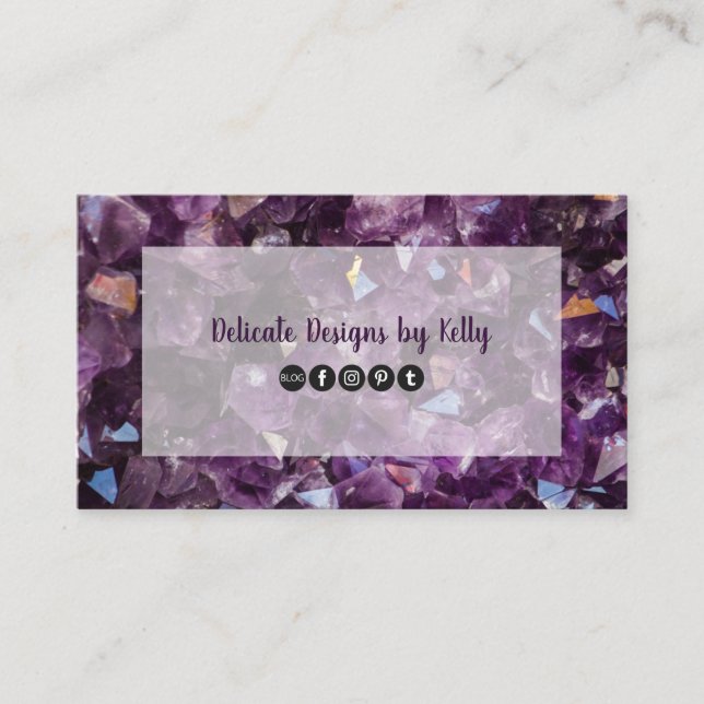 Amethyst Gemstone Crystal Jewelry Designer Business Card (Front)