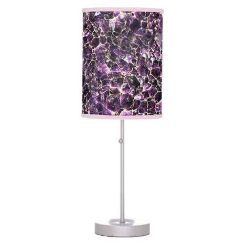 Amethyst Gemstone Crystal Print Table Lamp