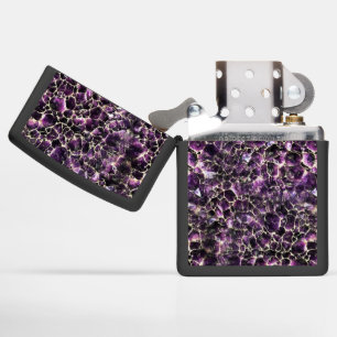 Amethyst Gemstone Crystal Print Zippo Lighter