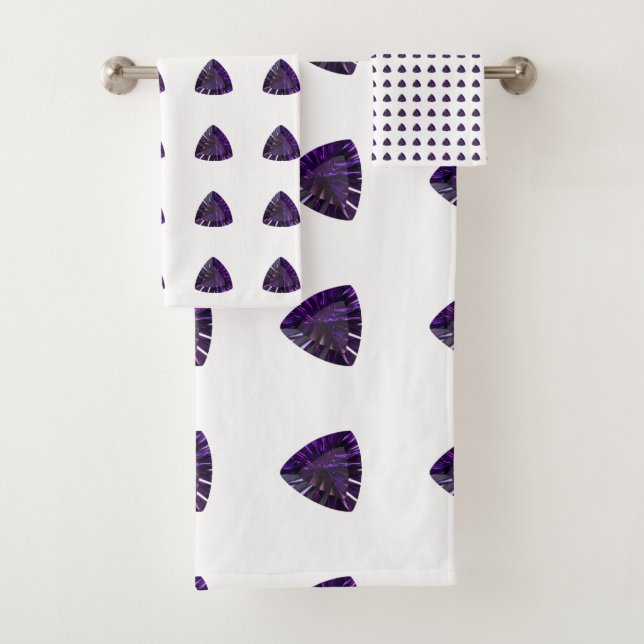 Amethyst Gemstone, February Birthstone, Purple Bath Towel Set (Insitu)
