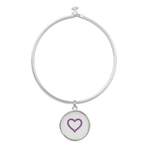Amethyst Gemstone Heart Purple Bangle Bracelet