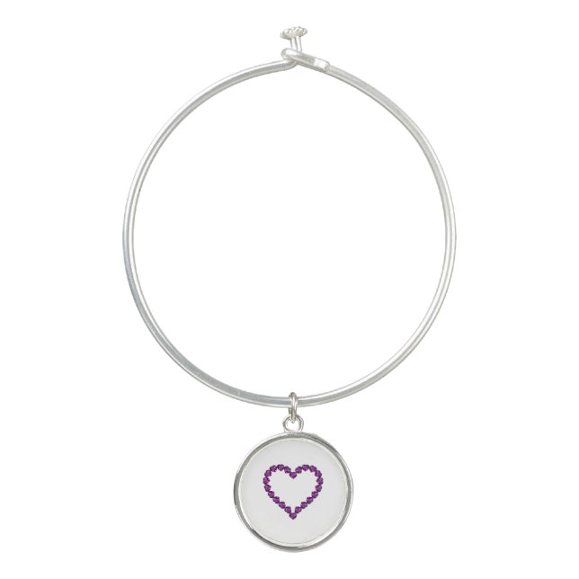 Amethyst Gemstone Heart Purple Bangle Bracelet (Front)
