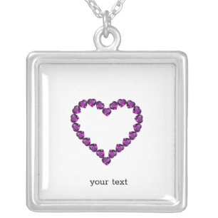 Amethyst Gemstone Heart Purple Silver Plated Necklace