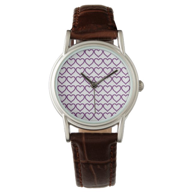 Amethyst Gemstone Heart Purple Watch (Front)