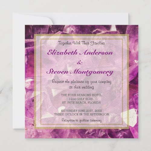 Amethyst Gemstone Image Shiny and Sparkly Invitation