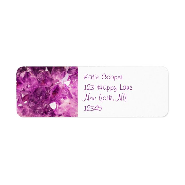Amethyst Gemstone Image Shiny and Sparkly Label (Front)