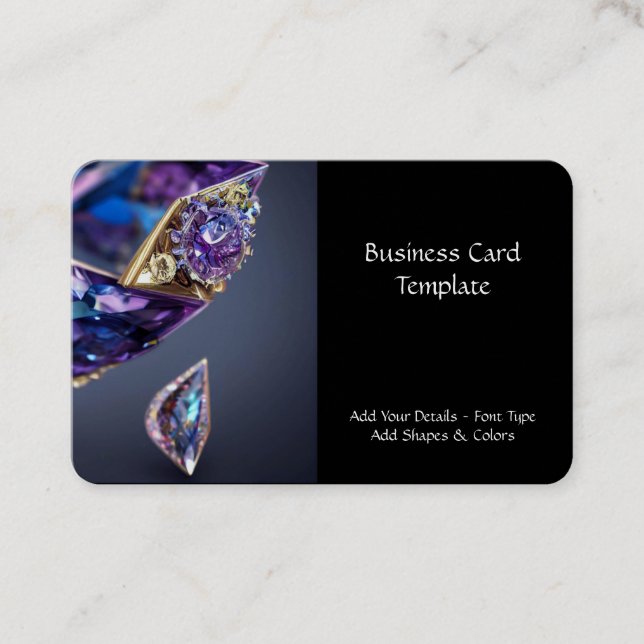 Amethyst & Gemstone Jewelry Business Card (Front)