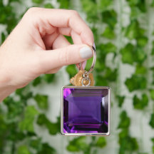 Amethyst Gemstone Purple Keychain