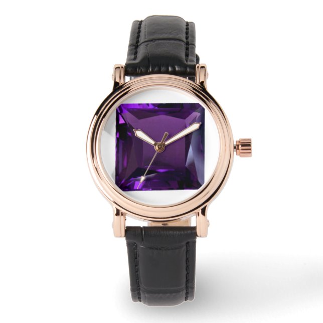 Amethyst Gemstone Purple Watch (Front)