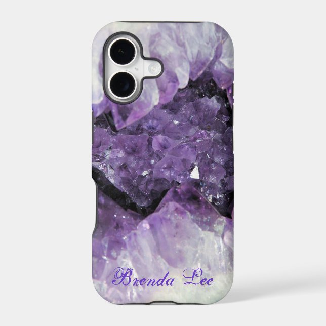 Amethyst Geode 3D look *Personalize* Iphone Case (Back)