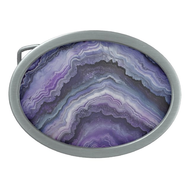 Amethyst Geode Fluid Pour Belt Buckle (Front)