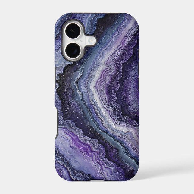 Amethyst Geode Fluid Pour Iphone Case (Back)