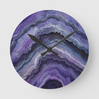 Amethyst Geode Fluid Pour Round Clock