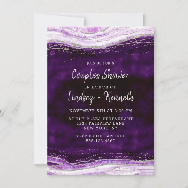 Amethyst Geode Slice Couple's Wedding Shower Invitation (Front)