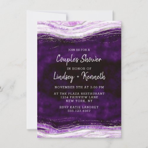 Amethyst Geode Slice Couples Wedding Shower Invitation