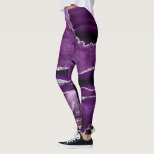 Amethyst Geode Sparkle Band Violet Purple Leggings