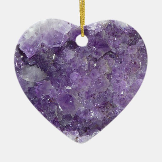 Amethyst Geode - Violet Crystal Gemstone Ceramic Ornament (Front)