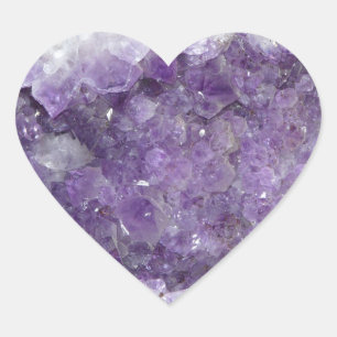 Amethyst Geode - Violet Crystal Gemstone Heart Sticker