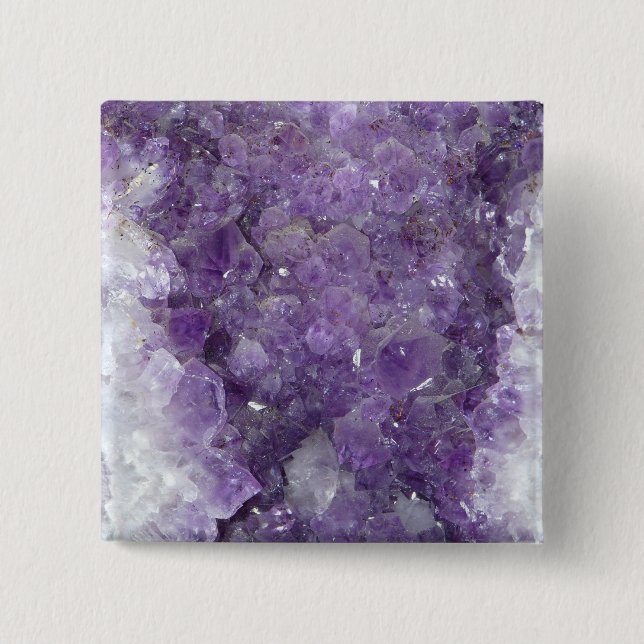 Amethyst Geode - Violet Crystal Gemstone Pinback Button (Front)