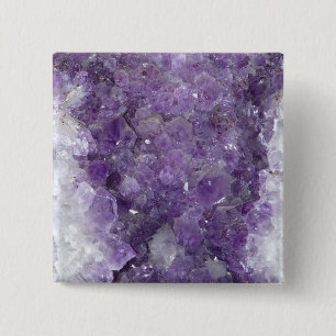 Amethyst Geode - Violet Crystal Gemstone Pinback Button