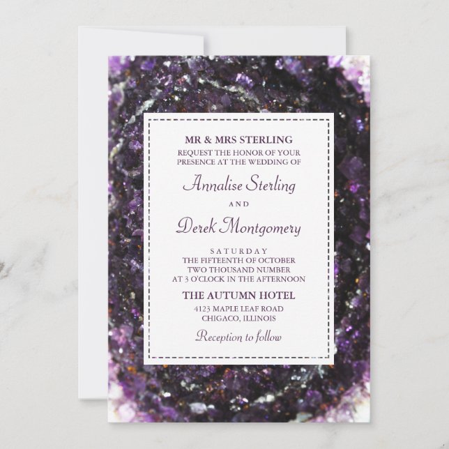 Amethyst Geode | Violet Wedding Invitation (Front)