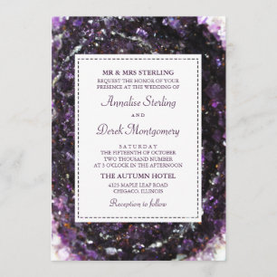 Amethyst Geode Violet Wedding Invitation