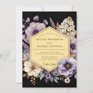 Amethyst Gilded Flora Wedding Invitation