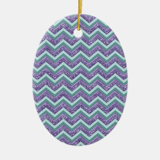 Amethyst Glass Zigzag Pattern Ceramic Ornament (Front)